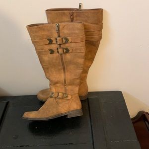 Wide Calf Faux Leather Boots